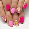 24Pcs Spring Summer Floral Green Leaf Short Square False Nails Finished Acrylic Press On Nails