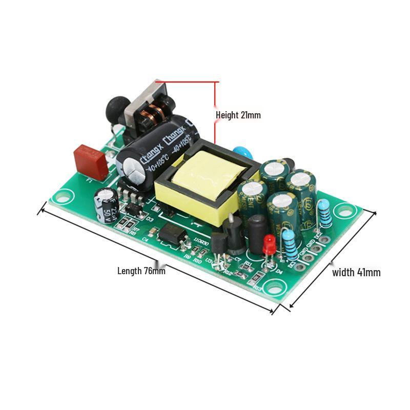 Dual 12V Power Supply Board: Positive/Negative Outputs with 5V, 15V, 24V Options, 17W DC Step-Down AC-DC Conversion.