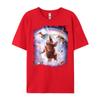 Laser Eyes Space Cat Riding Sloth Llama  Rainbow Shirts Graphic Tee White T Shirt Men