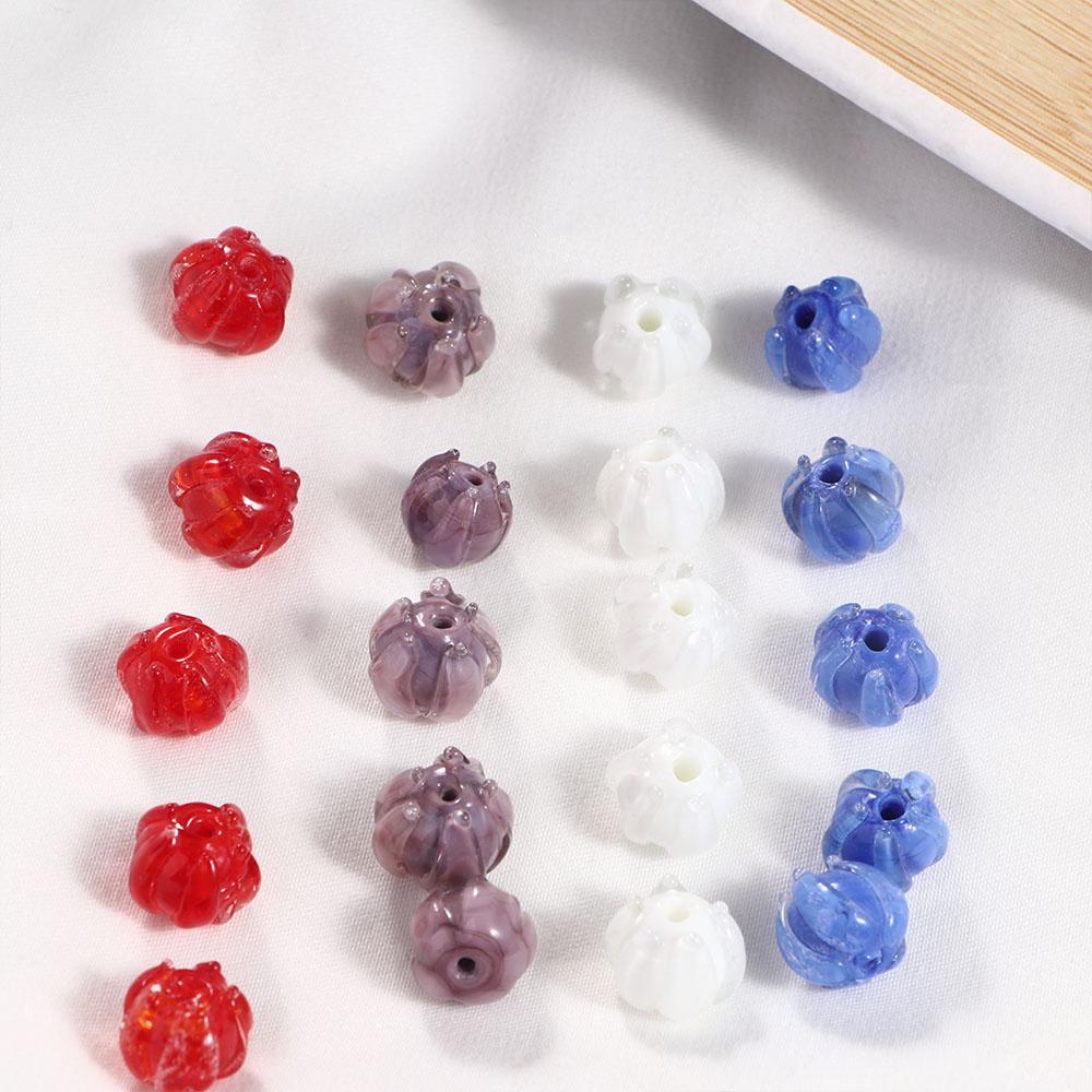 Glass Loose Beads For DIY Flower Bud Beads Lampwork Beads Ancient Style Bell Orchid Liuli Beads