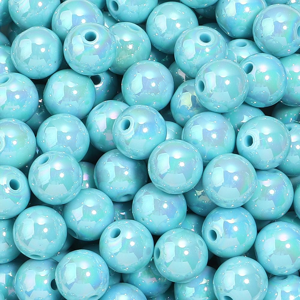20-200pcs/lot 6-16mm Plated UV Colored Acrylic Ball Beads Loose Spacer Round Bead For DIY Phone Chain Bracelet Jewelry Accessory