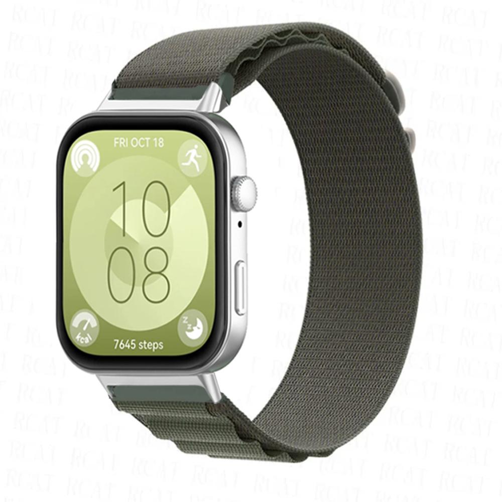 Alpine loop Band for HUAWEI watch fit 4 pro Strap accessories replacement belt correa Nylon bracelet for HUAWEI fit 4 3 bands for HUAWEI fit 3 зелёный