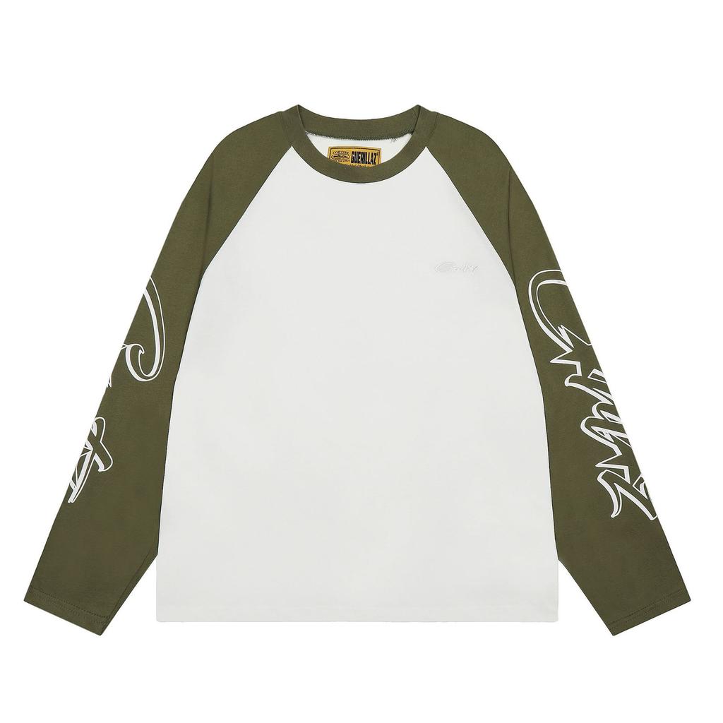 Cross-border European and American Trendy Brand Alcatraz Alphabet Embroidery Color Matching Shoulder Long-sleeved T-shirt Men's and Women's American 