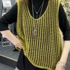 Summer Retro Loose Fishing Net Round Neck Knitted Vest Women's Hollow Out Versatile Vest Women