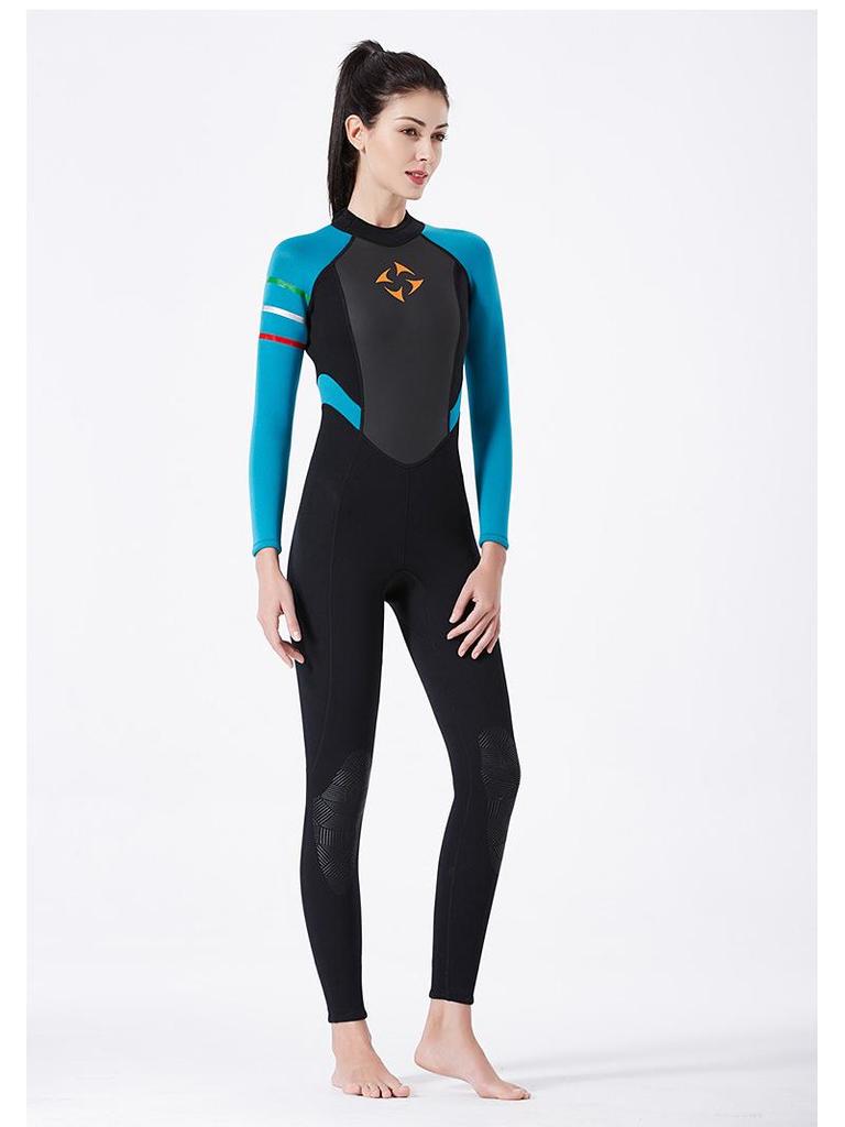 Women's 3MM Super Stretch Long Sleeve Wetsuit for Snorkeling, Surfing, and Diving