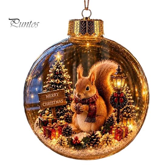 Sfere di Plastica Antirottura Ornamento Storia di Natale Luminoso, Mini Scena Festiva nella Sfera, Decorazioni Luminose Regalo Sfera Trasparente da Appendere all'Albero di Natale