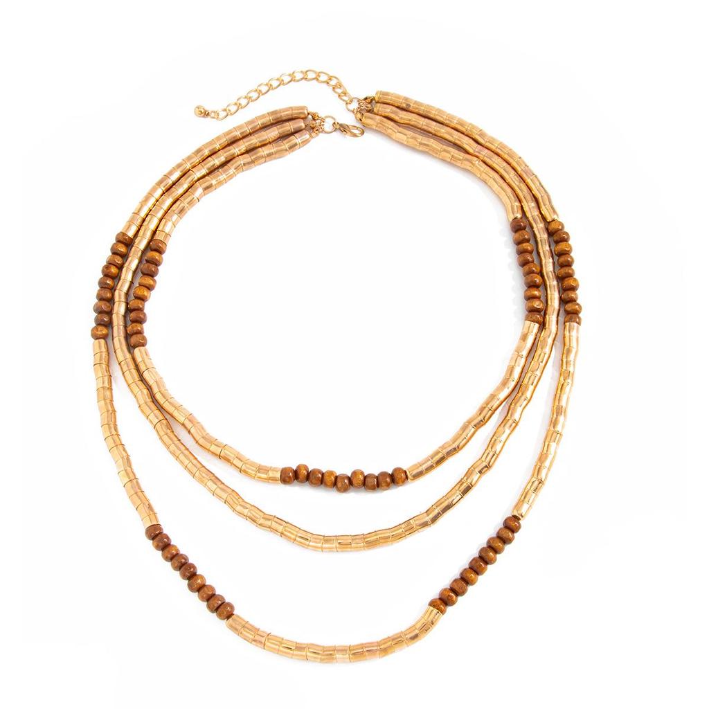 Multi-Layer Beaded Necklace with Colorfast Finish and Light Luxury Style