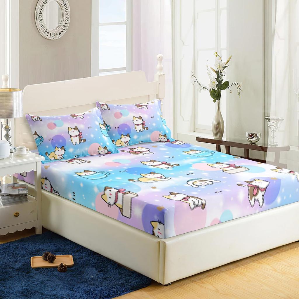 Animal Cartoon Pattern Bed Hat Three-Piece Digital Printing Bedding Bed Hat Three-Piece Set Children And Adults
