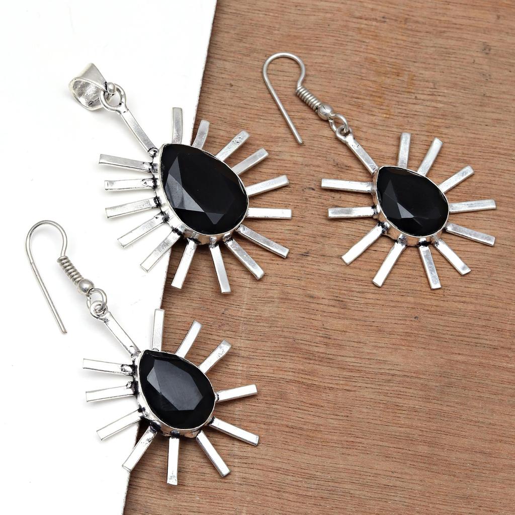 Svart Spinal anheng Gemstone smykker Håndverk Valentine'Day Gold