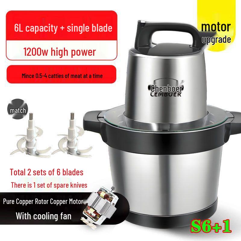 Elektrische Fleischwolf & Edelstahl-Gemüseschneider, 10L/6L Große Kapazität, für Teigtaschenfüllung, Chili, Knoblauchpaste und Kartoffelstampfer-Funktionen.