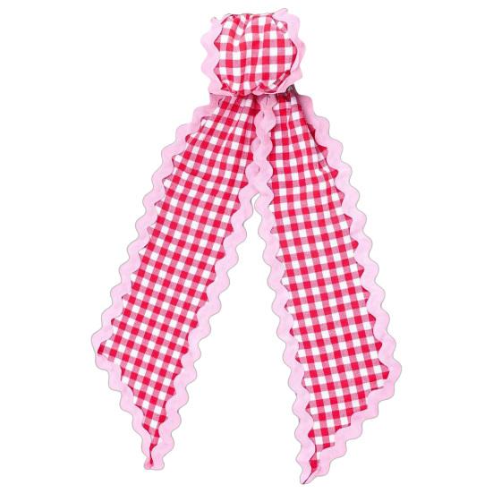 Harvest Party Decor Fall Scalloped Wreath Sash for Front Door, 55 Inch Plaid Gingham Autumn Holiday Home Thanksgiving Ribbon Yard Porch Doorway Indoor