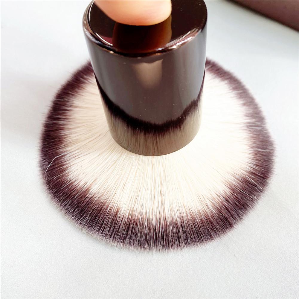 No.7 Finishing Brush Portable Powder Blush Bronzer Kabuki Makeup Brush Brown Metal Beauty Cosmetics Tool