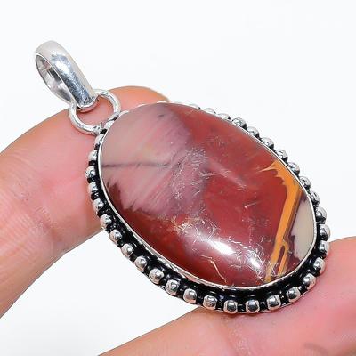 Natural Noreena Jasper Gemstone Handmade 925 Sterling Silver Pendant 1.97" W1c50