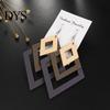 Creative Multilayer Irregular Dangle Hook Retro Wood Women Earrings Jewelry Gift