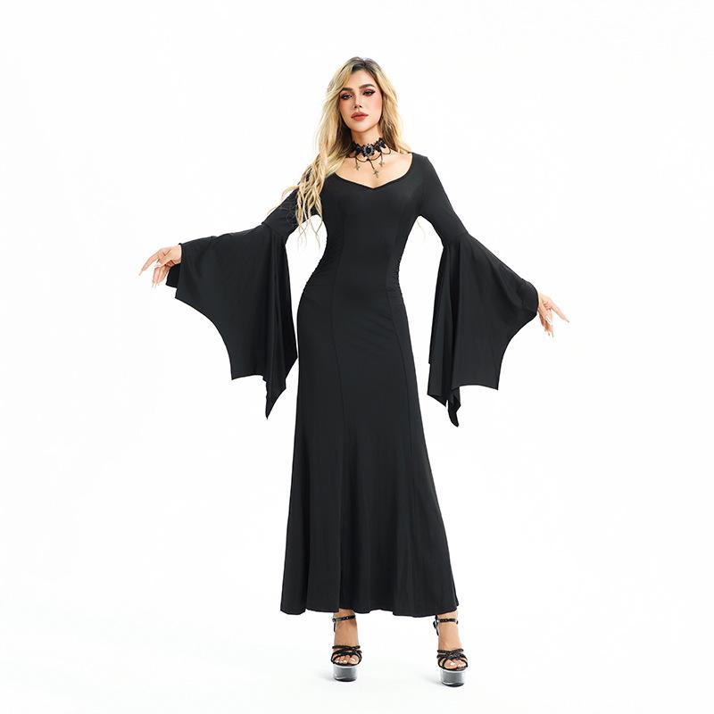 Halloween Costume Style American Spice Girls Nightclub Queen Bat Sleeve Slim Dress Dark Goth Women's Clothing