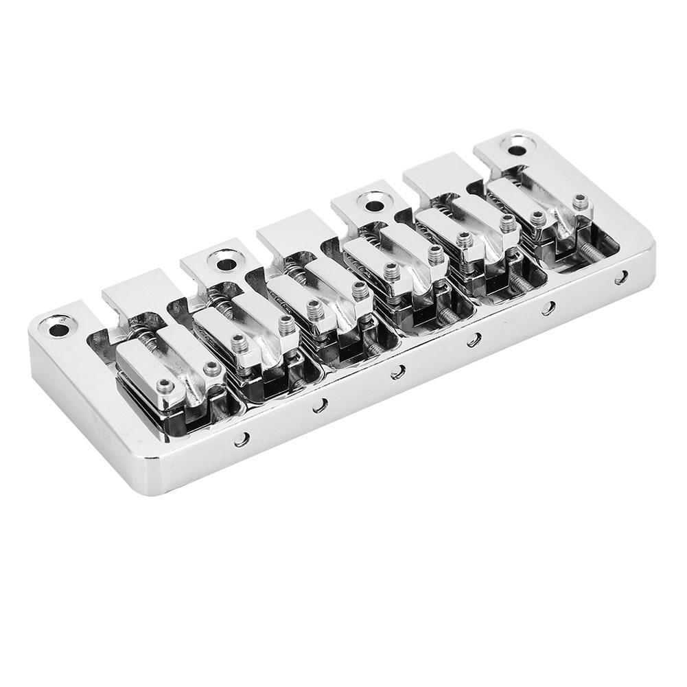 1 PC 6 String Bass Fixed Hardtail Bridge with Adjustable Saddle Chrome