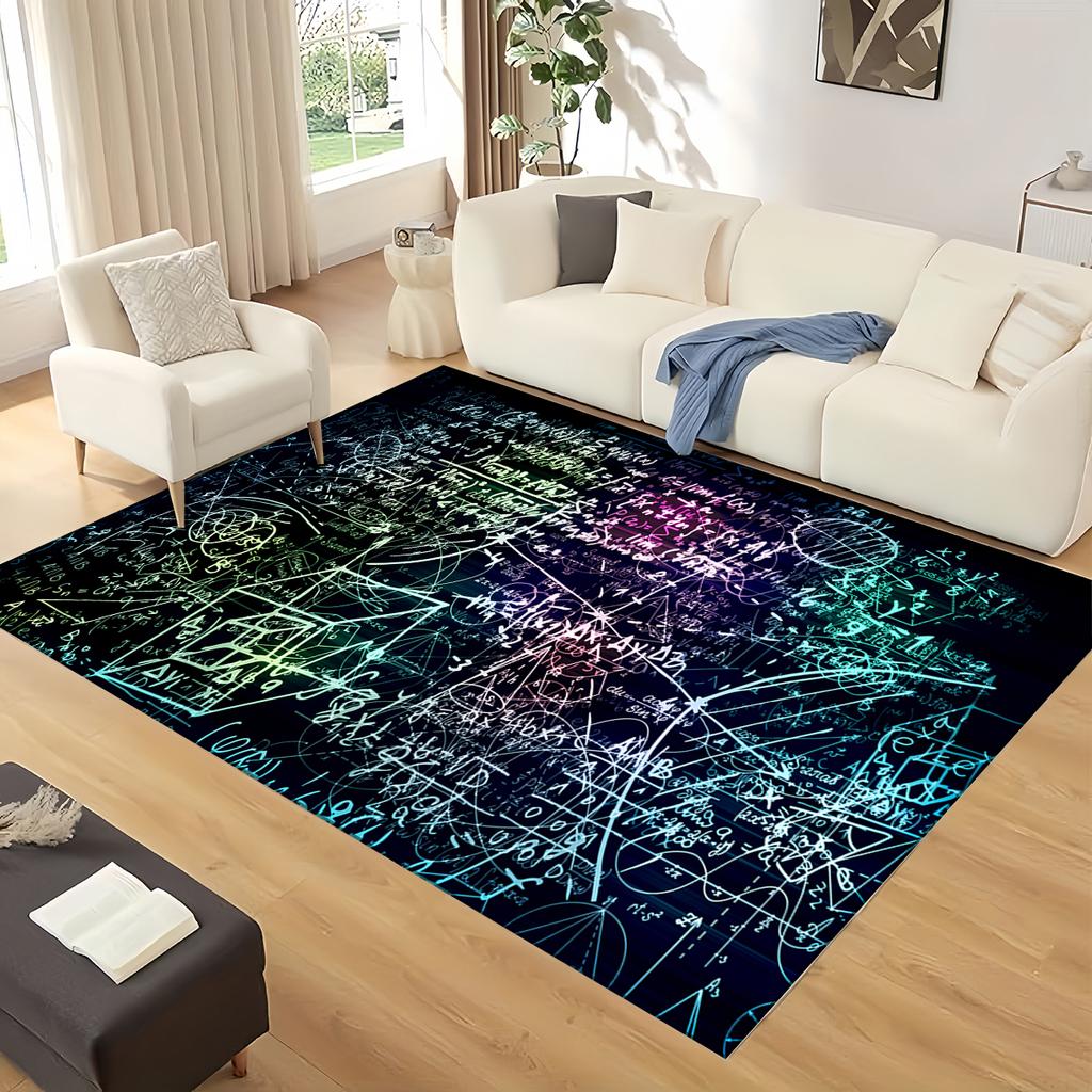 Retro Periodic Table of Elements Physics Formula Area Rug Carpet for Living Room Bedroom Home Decor,Non-slip for Sofa Doormat