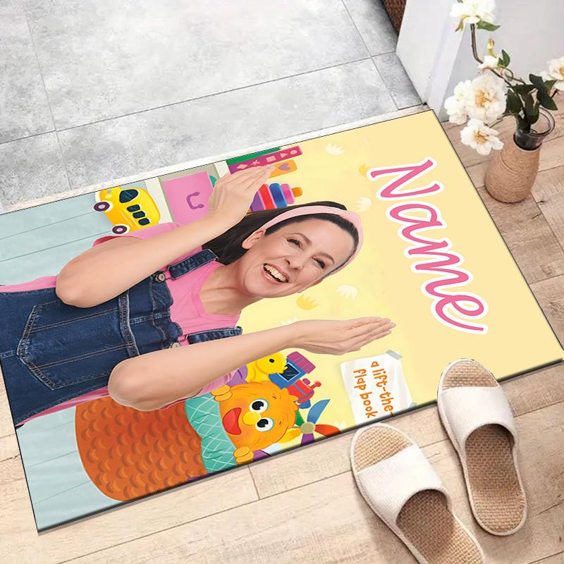 Tappetino Personalizzato Ms Rachel Mat con Nome, Tappeto Lavabile in Poliestere per Ingresso Interno, Regalo per Natale, Pasqua, Giorno del Ringraziamento