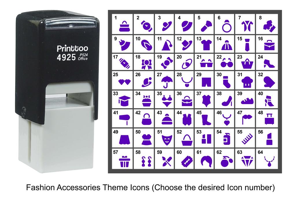 Printtoo Fashion Accessories Icons Rubber Stamp Self Inking Stamper 24 Mm
