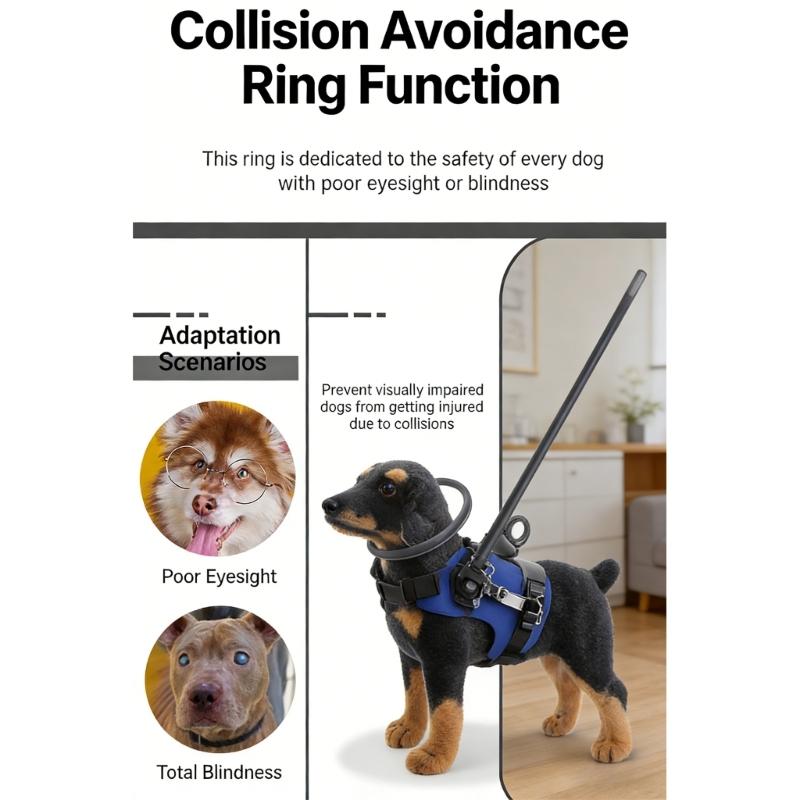 Dispositivo di Assistenza alla Sicurezza per Animali da Compagnia Pettorina Combinata con Paracolpi e Guinzaglio Regolabile per Cani Piccoli e Medi Uso Interno ed Esterno