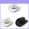 Cappello da Cowboy Occidentale con Ampio Bordo e Ricamo a Onda d'Acqua per l'Uso Estivo all'Aperto
