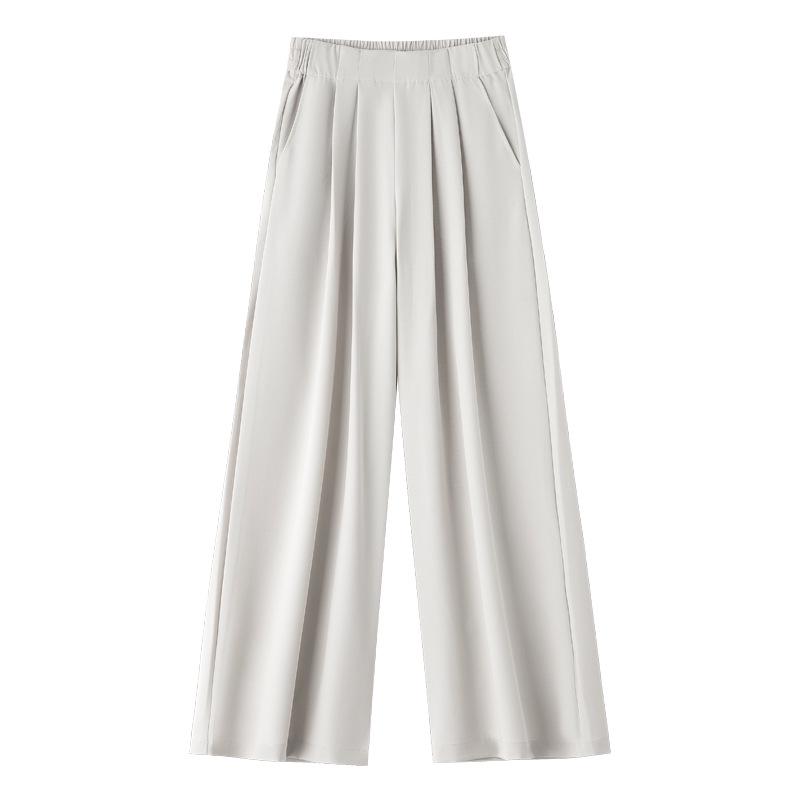 Urban Tencel Acetate Wool Elastic-Waist Wide-Leg Pants - Lazy Style
