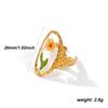 1 Piece Stylish Handmade Resin Jewelry Flower 18K Gold Plated 304 Stainless Steel Open Adjustable Geometric Rings For Women Gift