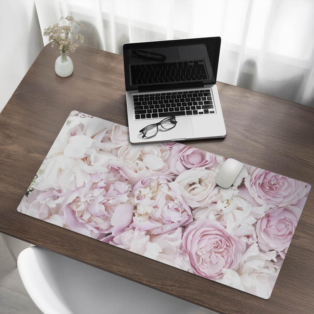 Non-slip Desk Mat for Office Pastel Peonies 100X50 Cm