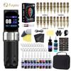 Adjustable Stroke Battery Tattoo Pen Kit with Large Screen and Multifunctional Power Supply - Full Set with Pigments for Dotwork Tattoos.