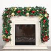 Yousheng Christmas Norfolk Pine Garland Faux Pine Greenery Garland with Pine Cone Glitter Balls Red Berries for Mantel Staircase Holiday Decor