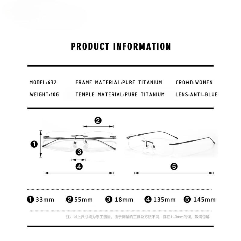 O-Q CLUB Ultra-light Titanium Reading Eyeglass Frames Men Fashion Simple Rimless Myopia Glasses Customized Prescription Glasses