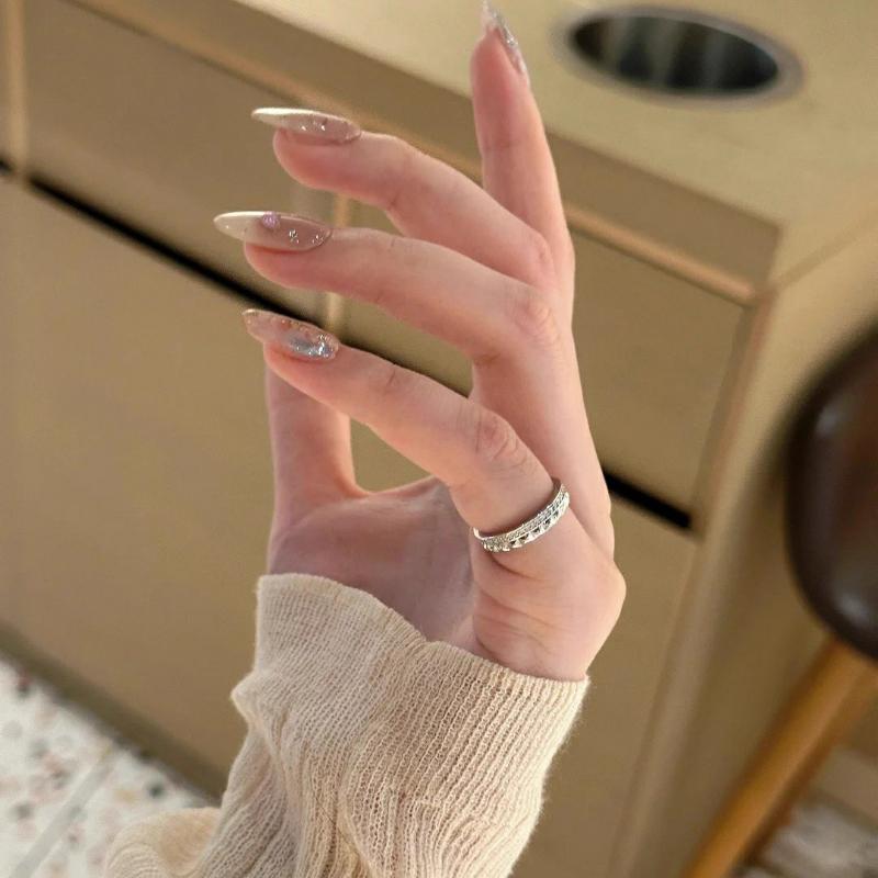 Fashion Light Luxury Ring for Women Silver  Diamond Inlaid Trendy Rhombus Glossy Ring Stacked Style Party Gifts