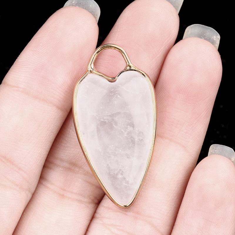 1pc Heart-shaped Quartz Stone Pendant Natural Amethysts Aventurine Labradorite Love Charms for Women Necklace Earrings DIY