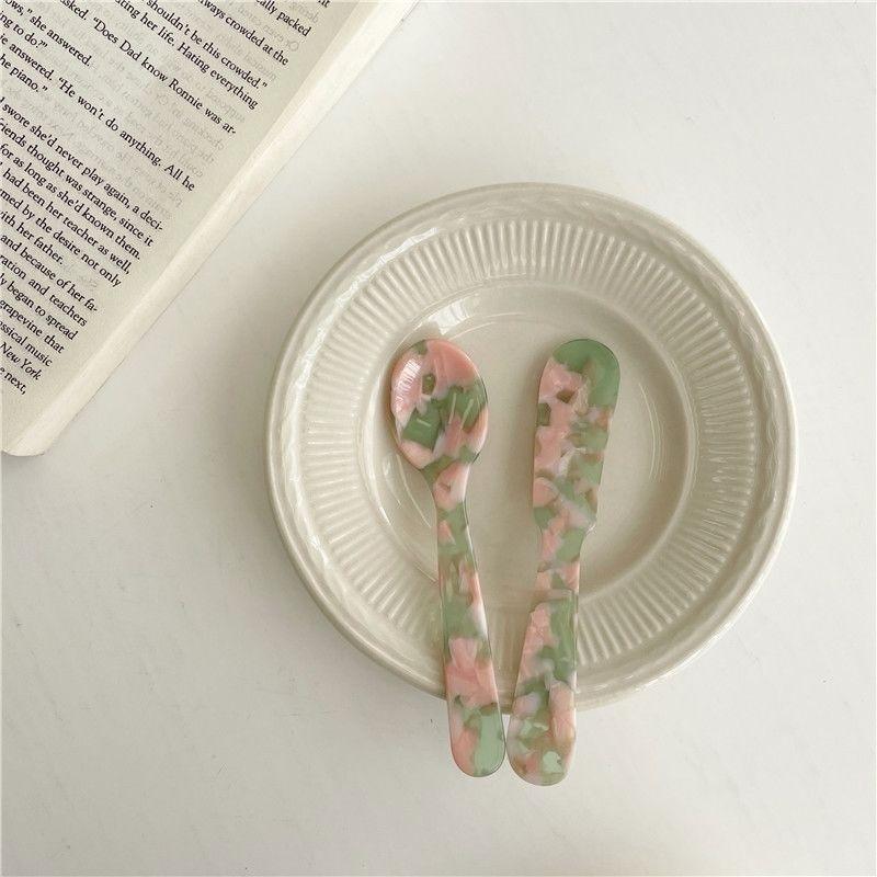 1Set Retro Dessert Knife Spoon Jam Butter Knife Tableware Plastic Spoon Lovely Photography Props Kitchen Tableware Set