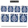 Elegant Navy Blue White Damask Pattern Curtains Drapery Soft Gray Background Luxurious Design Details Perfect Set Of 2 Made Polyester
