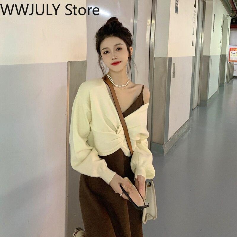 Kop Billigt Online Knitted 2 Piece Dress Set Women Casual Long Sleeve Sweater Midi Dress Solid 21 Winter Elegant One Piece Dress Korean Fashion Till Ett Lagt Pris Pa Joom Butik