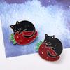 Women Men Strawberry Lapel Pin Black Cat Badge Pin Cat Brooch Lapel Brooch Enamel Pin Brooches Pin