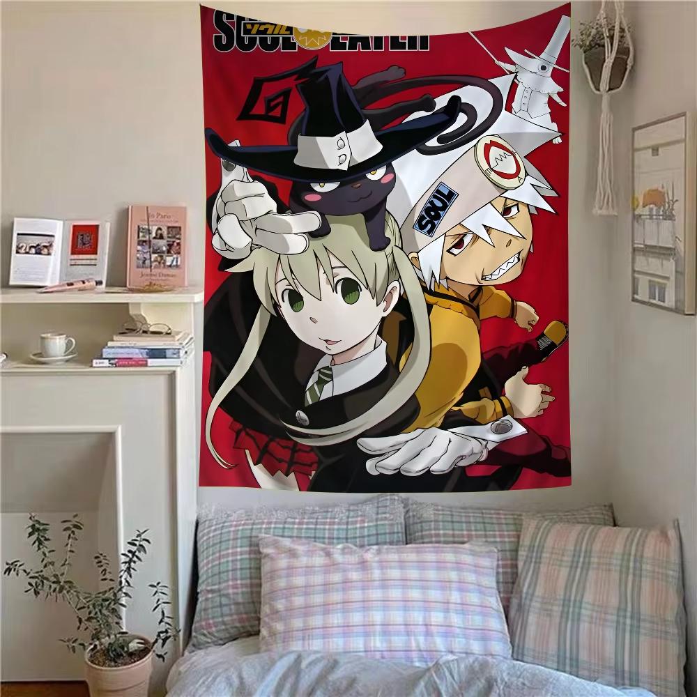 Soul Eater Tapestry Shinigami Scythe Witch Black Cat School Uniform Theme Bedroom Decoration Tapestry 74x94cm(29x37in)