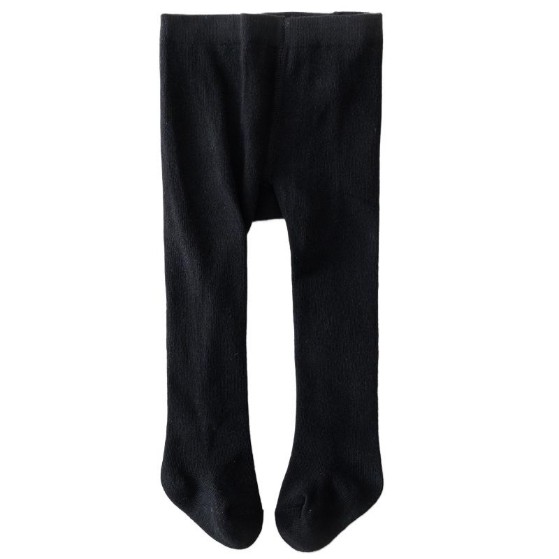 

Колготки для девочек, однотонные, с эластичной резинкой на талии, облегающие, мягкие, повседневные, длинные носки для младенцев, колготки, детская одежда S чёрный