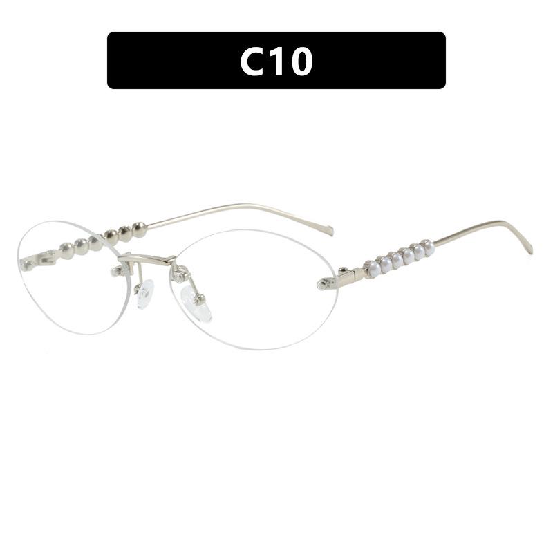 2025 Trendy Rimless Pearl Oval Sunglasses - European & American Style Fashion for Women