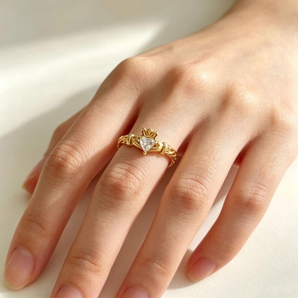 S925 Sterling Silver Ring Women's Fashion Internet Celebrity Heart-shaped Main Stone Crown Supports Hand Temperament Love Ring