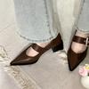 2025 spring and autumn new retro pointed Mary Jane small leather shoes British and Korean version loafers thick heels children