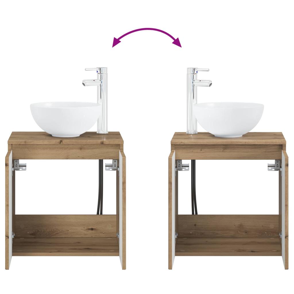 Bathroom Furniture Set 4 Pcs Artisan Oak Engineered Wood and Glass