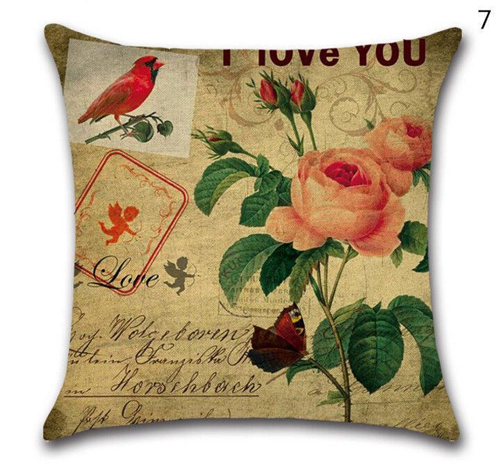 Premium Quality Tropical Feuilles Cushion Cover With Vintage Floral Design For Sofa