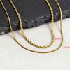 2pcs Men's Chain Necklace,Stainless Steel Black Gold Silver Color Twisted Rope Chain Collars,Trendy Punk Basic Chains Gift