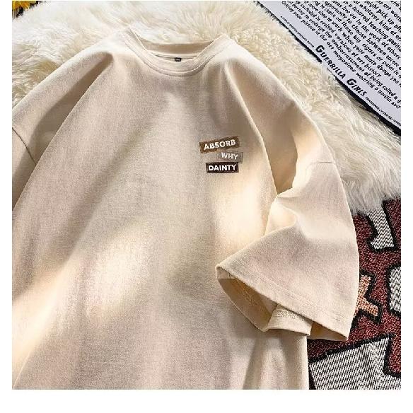 Tricou cu mâneci scurte imprimat cu litere la modă, cu gât rotund, pentru vară, în top casual