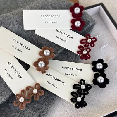 Clipes de Cabelo de Flores de Pérola Flocadas Retrô para Mulher Meninas Presilhas de Cabelo Doces Infantil Fofas Acessórios de Cabelo Natal Ano Novo