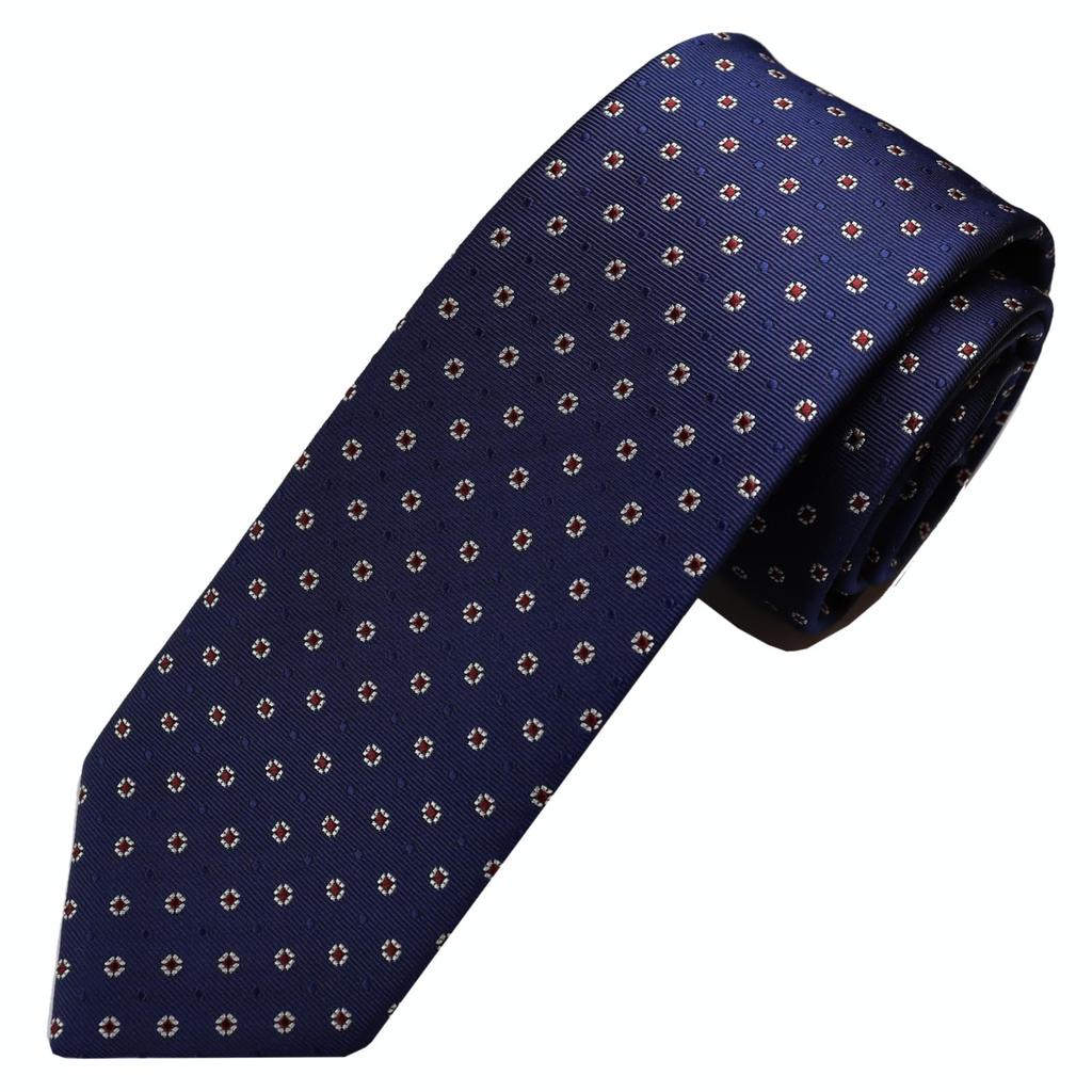 [Michiko London] Bonded fabric with lining for added volume. Made in Japan. KOSHINO brand tie. Small pattern. 100% silk. Unisex. MKJ-023 (Navy)
