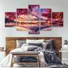 5 Panels Fuji Mount Posters Canvas Painting Landscape Lake Cherry Tree Picture Prints Wall Art For Living Room Modern Home Decor
