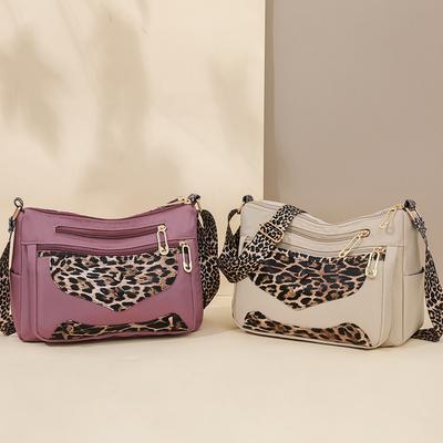 Dames Schoudertas Grote Capaciteit Luipaardprint Crossbody Tas